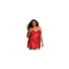 Nuisette grande taille rouge avec peignoir satinés 